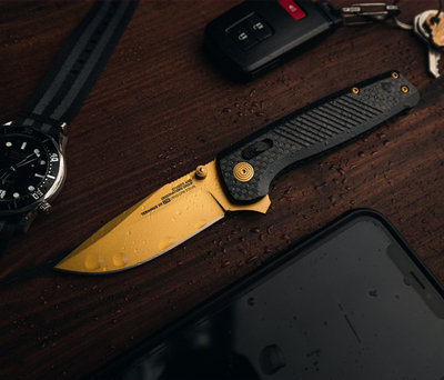 Ніж складаний SOG Terminus XR LTE Carbon/Gold чорний/золотий