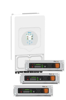 Комплект автономного энергоснабжения Deye 5 кВт + Pytes V5 15.36 кВтч / SUN-5K-SG03LP1-EU + Pytes V5 / низковольтный (Deye5kW_Pytes15.36kWh)