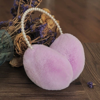 Яскраві теплі навушники з перлинами Honey Fashion Accessories One Size фіолетовий (13-32)