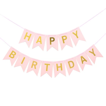 Паперова гірлянда з прапорців Happy Birthday Honey Fashion Accessories 3м рожевий (12-206)