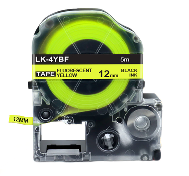Картридж Epson LabelWorks LK4YBF 12 мм чорний/яскраво-жовтий, стрічка флуоресцентна