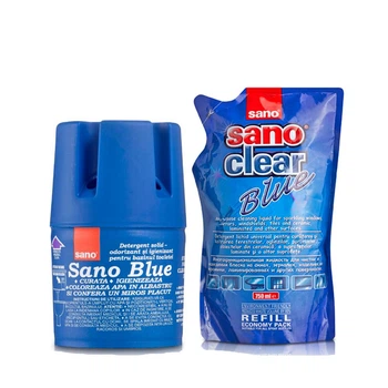 Набір Sano: засіб для туалету Blue Flash, для поверхонь Clear (287607, 117275)