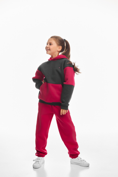 Детский спортивный утепленный костюм Kindamor Snug Princess Crimson/Grey, флис для девочки 116 см малиновый с серым