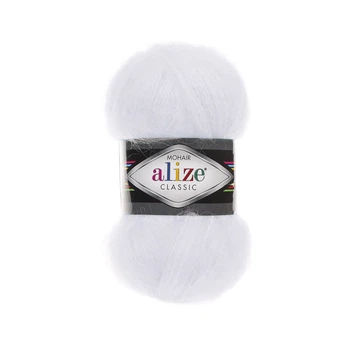 Пряжа Alize Mohair Classic | Алізе Мохер Класік 55 білий