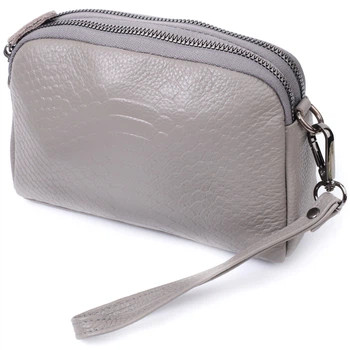 Невелика жіноча сумка на два відділення з натуральної шкіри VINTAGE Bag 22801 Сірий