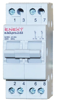 Переключатель ввода резерва перекидной I-0-II E.NEXT e.is3.pro.2.63 2-полюса 63А - p008014