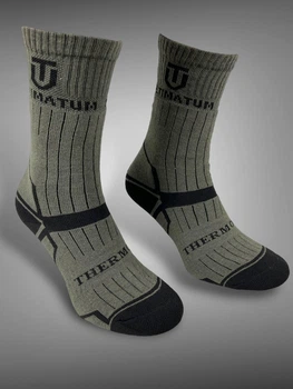 Термошкарпетки ULTIMATUM ThermoPro Олива – чоловічі високі утеплені тактичні для холодної погоди 43-46