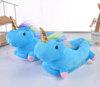 Тапочки кигуруми игрушки Детские для мальчика Kigurumi Единорог Теплые Тканевые Синий 27-34 (Х300745)