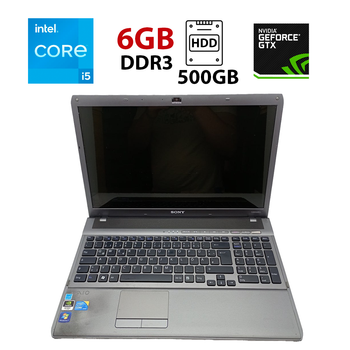 Ноутбук Sony Vaio E156 / 16.4'' (1600x900) TN / Intel Core i5-520M (2 (4) ядра по 2.4 - 2.93 GHz) / 6 GB DDR3 / 500 GB HDD / nVidia GeForce GT 310M, 1 GB DDR3, 64-bit / WebCam б/у