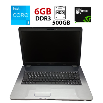 Ноутбук Б-класс Medion Akoya P7624 / 17.3" (1600х900) TN / Intel Core i3-2350M (2 (4) ядра по 2.3 GHz) / 6 GB DDR3 / 500 GB HDD / nVidia GeForce GT 630M, 1 GB DDR3, 128-bit / WebCam / АКБ не держит б/у