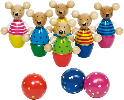 Zestaw do gry w kręgle Goki Wooden Mice 9 szt (4013594569439)