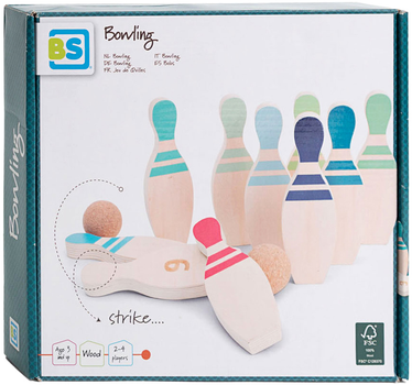 Zestaw do gry w kręgle Bs Toys Wooden 12 szt (8717775444633)