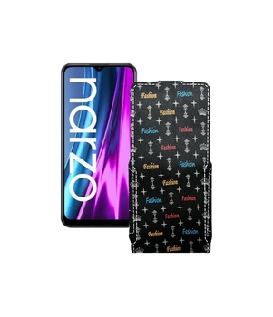 Чохол-фліп з екошкіри для телефону Realme Narzo 50i 2021 Фешн чорний