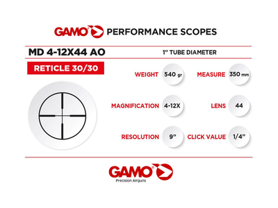 Прицел оптический GAMO 4-12х44 AO