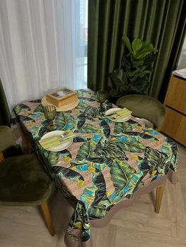 Скатертина водовідштовхуюча Delux Textil Пальмове листя 140 х 110 см (366352)