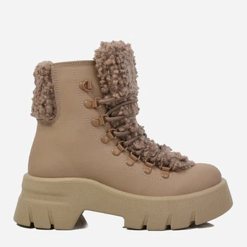 Женские зимние ботинки кожаные высокие Teona 555 36 Капучино (ROZ6501055048)
