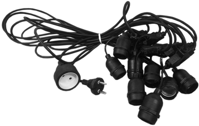 Уличная гирлянда Eurolamp 8 х Е27 5 м IP-44 Черная (2232302170015)