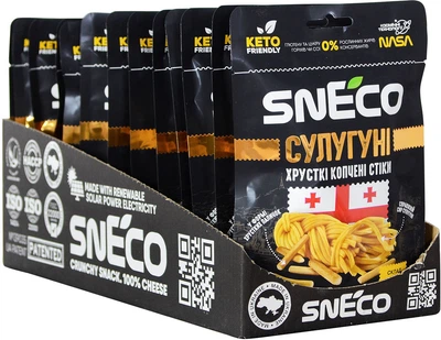 Упаковка сиру хрусткого сушеного snEco Сулугуні 28 г х 15 шт (0.42 кг) (4823095810295)