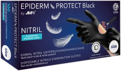 Рукавички Ampri Epiderm Protect Black Нітрилові неопудрені Розмір L 50 пар Black (4044941723587)