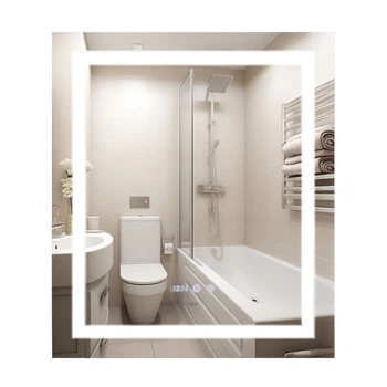 Зеркало Qtap Mideya 700x800 с LED-подсветкой Touch, с антизапотеванием, с часами, диммером яркости QT2078DCF7080W