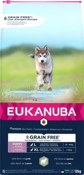 Сухий корм для цуценят великих порід Eukanuba Grain Free Ягня 12 кг (8710255190211)