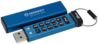 Флеш пам'ять USB Kingston IronKey Keypad 200 8GB USB 3.2 Blue (IKKP200/8GB)