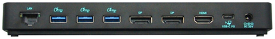 Stacja dokująca i-Tec USB Type-C - USB Type-C x2, USB 3.0 x3, USB 3.2 Gen2, HDMI, DisplayPort x2, RJ-45, 3.5 mm Black (C31TRIPLEDOCKPDPRO2)