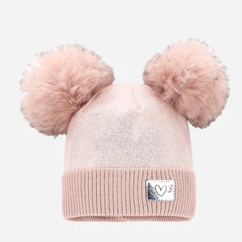 Дитяча зимова шапка-біні з помпоном для дівчинки Coccodrillo Accessories Winter Girl ZC4364315AWG-007 50 Рожева (5904986427712)