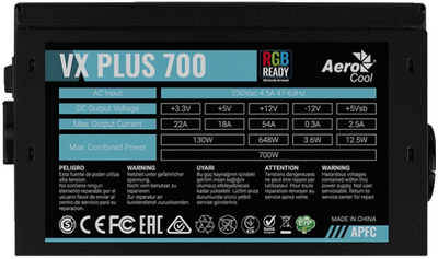 Блок питания Aerocool VX Plus 700 RGB 700W