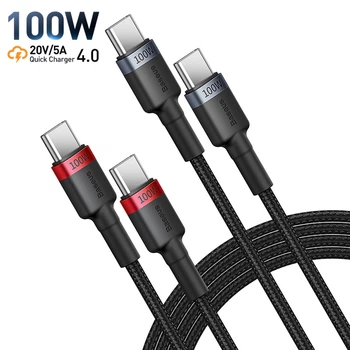 Кабель 2 шт Type-C на Type-C Baseus Cafule Fast Charging Data Cable (1m, 100W, 5A, 480 Mbps). Black