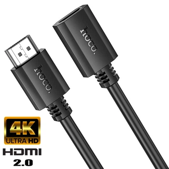 Кабель подовжувач HDMI на HDMI HOCO HDTV male to HDTV female HD extension data cable (1m, 4K, 60Hz). Black