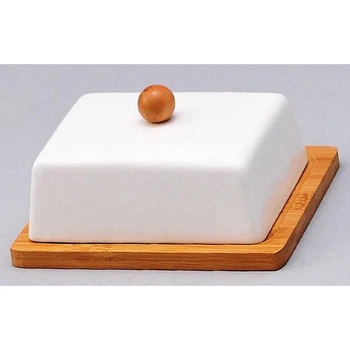 Маслянка Ceram-Bamboo фарфорова з бамбуковим блюдцем 14х12см (111540)
