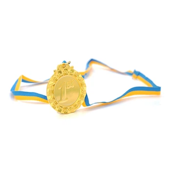 Наградная медаль для победителей 1 место золотая для соревнований чемпионатов конкурсов спортивных и школьных мероприятий диаметр 6,5 см