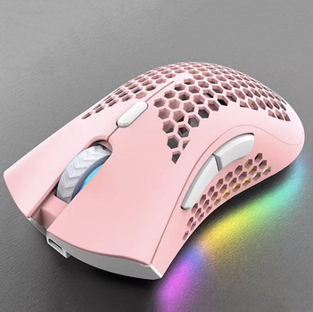 Беспроводная оптическая компьютерная мышь BM600 с RGB подсветкой и разрешением DPI 1600, 800 мАч, розовая (91838644)
