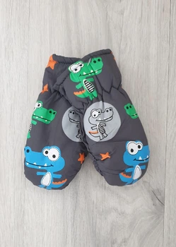 Болоньевые детские варежки на флисе для мальчиков и девочек 3-5 лет серые (12-48)