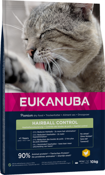 Сухий корм для котів Eukanuba Adult Hairball Control курка 10 кг (8710255185286)