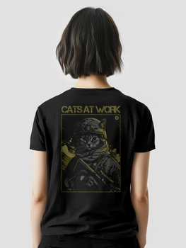 Футболка женская Dubhumans Cats at Work Черная Специальная серия 3XL (CAW-TW-B2-3XL)
