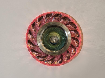 Точечный стеклянный светильник с подсветкой Diasha 7029PK+WW LED