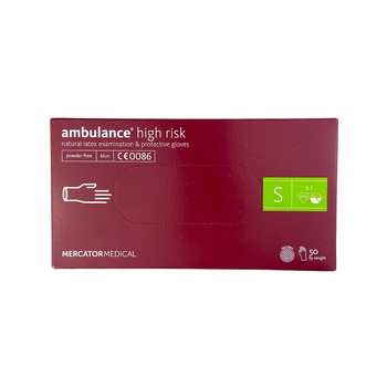 Перчатки латексные Ambulance High Risk смотровые неприпудренные, 1 пара р. S(5906615004103)