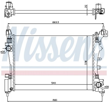 Радіатор охолодження двигуна NISSENS 61917 Fiat Punto, Grande Punto 51864284, 55700447