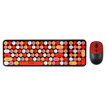 Универсальный беспроводной комплект клавиатуры и мыши TWolf TF350 Colorful на частоте 2.4GHz в радиусе до 10 метров , 800/1600 DPI Черный/Красный