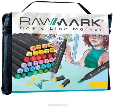 Набір різнокольорових маркерів Rawmark Basic Line з розмальовкою 80 шт (5907587834804)