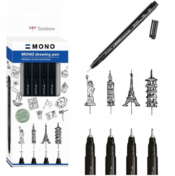 Набір файлайнерів Tombow Mono Fine 4 шт Чорні (4003198112209)