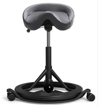 Стул седло для активного сидения Backapp Smart Leather, Black Grey, Black ball, Wheels Black Grey