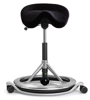 Стул седло для активного сидения Backapp Smart Alcantara, Alu, Black ball, Wheels Silver Grey