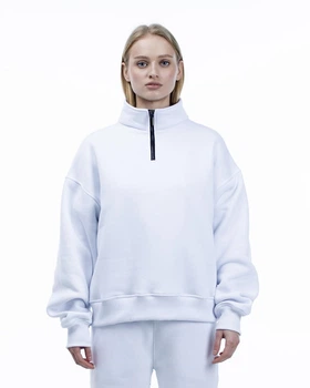 Свитшот женский оверсайз на молнии White XXXS