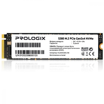 Накопичувач SSD 256GB Prologix S380 M.2 2280 PCIe 3.0 x4 NVMe TLC (PRO256GS380)