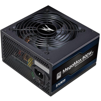 Блок живлення Zalman Megamax (800W) 83% 80+ White 120mm 1xMB 24pin(20+4) 2xCPU (8pin+(4+4)pin) 4xMolex 8xSATA 4xPCIe 8pin(6+2)