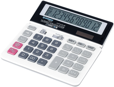 Калькулятор Donau Tech K-DT4125-09 12-розрядний настільний Білий (5901503615904)