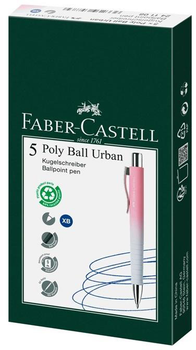 Набір кулькових ручок Faber-Castell Pink Poly Ball Urban XB Сині 5 шт (ZES6933256658739)